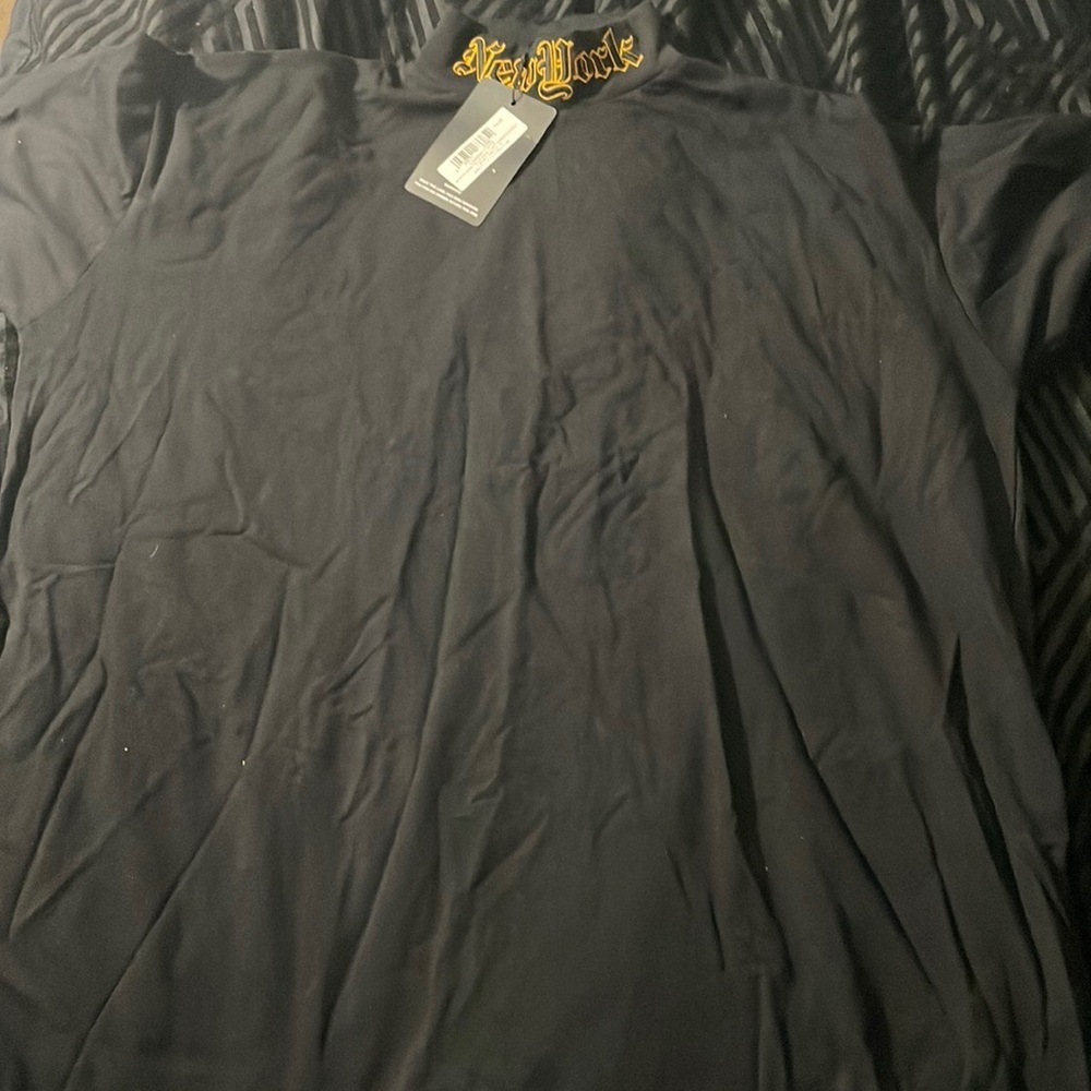 Teyana Taylor Collection Black High Neck New York Embroidered T Shirt Dress